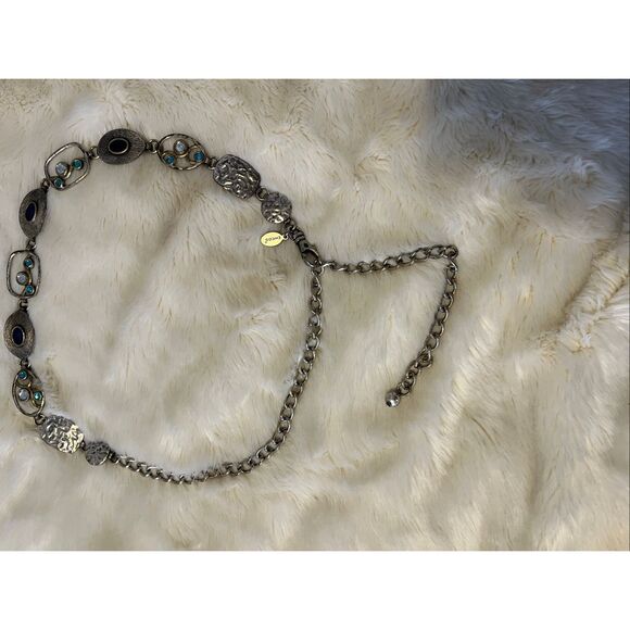 Chico's statement belt mixed-metal design oval-shaped cabochons dark blue - Picture 4 of 10